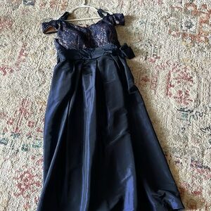 Prom Dress Navy Blue silk and sequin size 20 W